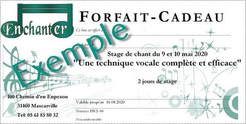 Forfait cadeau Stage de Chant
